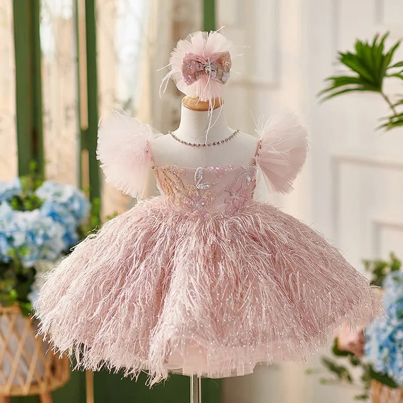 Sequin and Feather Party Dress from Gia's Party Rental